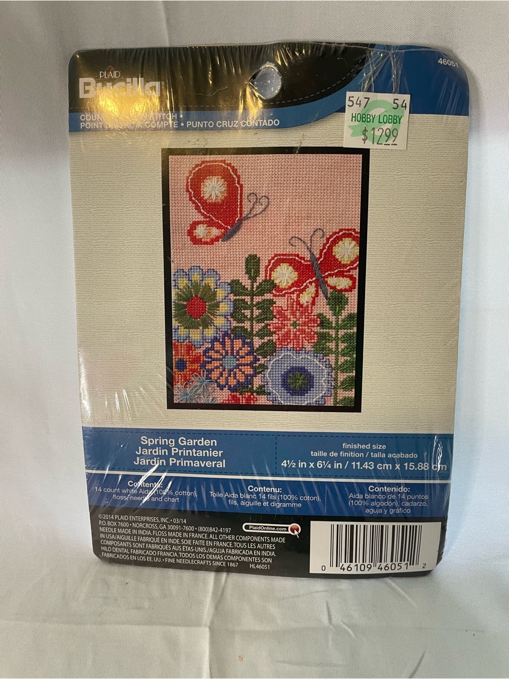 Bucilla Spring Garden Small Cross Stitch Panel in Pink, Red, Blue and Green